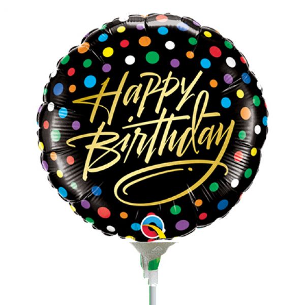 Folienballon luftgefüllt Happy Birthday Bunte Punkte